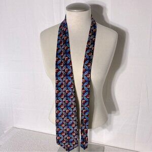 Vintage Forsyth Blue Red Geometric Print Tie